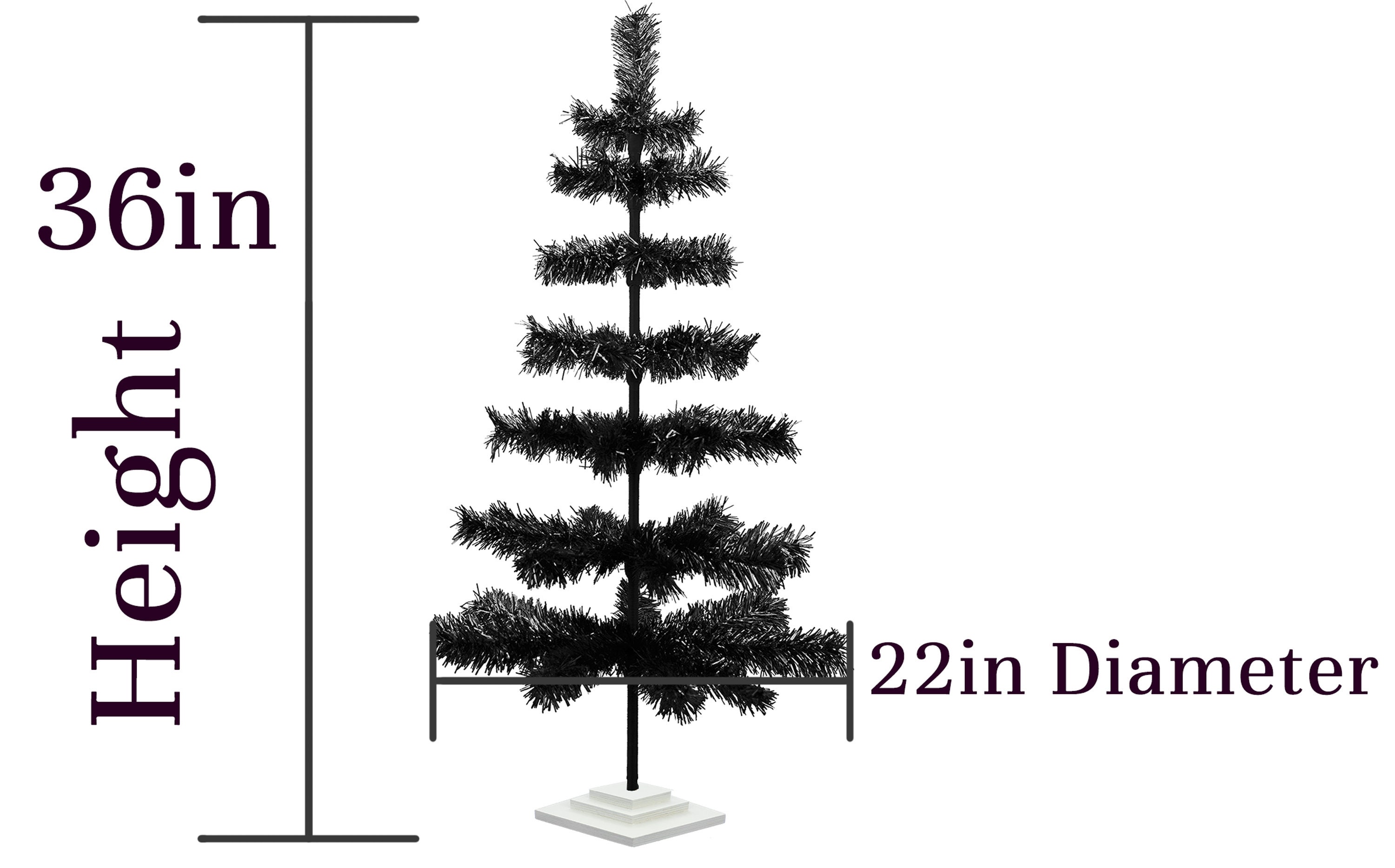 Árbol de Navidad con espumillón negro: decoración navideña retro de mesa -  Etsy México, image size:3000x1867