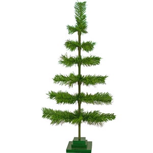 24'' Alpine Green Christmas Tree Tinsel Brush Decorative Holiday Display Merchandising Tree Forest Natural Green Color 2FT Table-Top