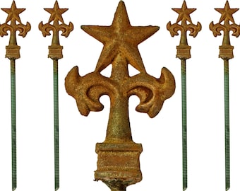 Guías para estacas de manguera de jardín Texas Star: Acabado de pátina oxidada, juego de 4