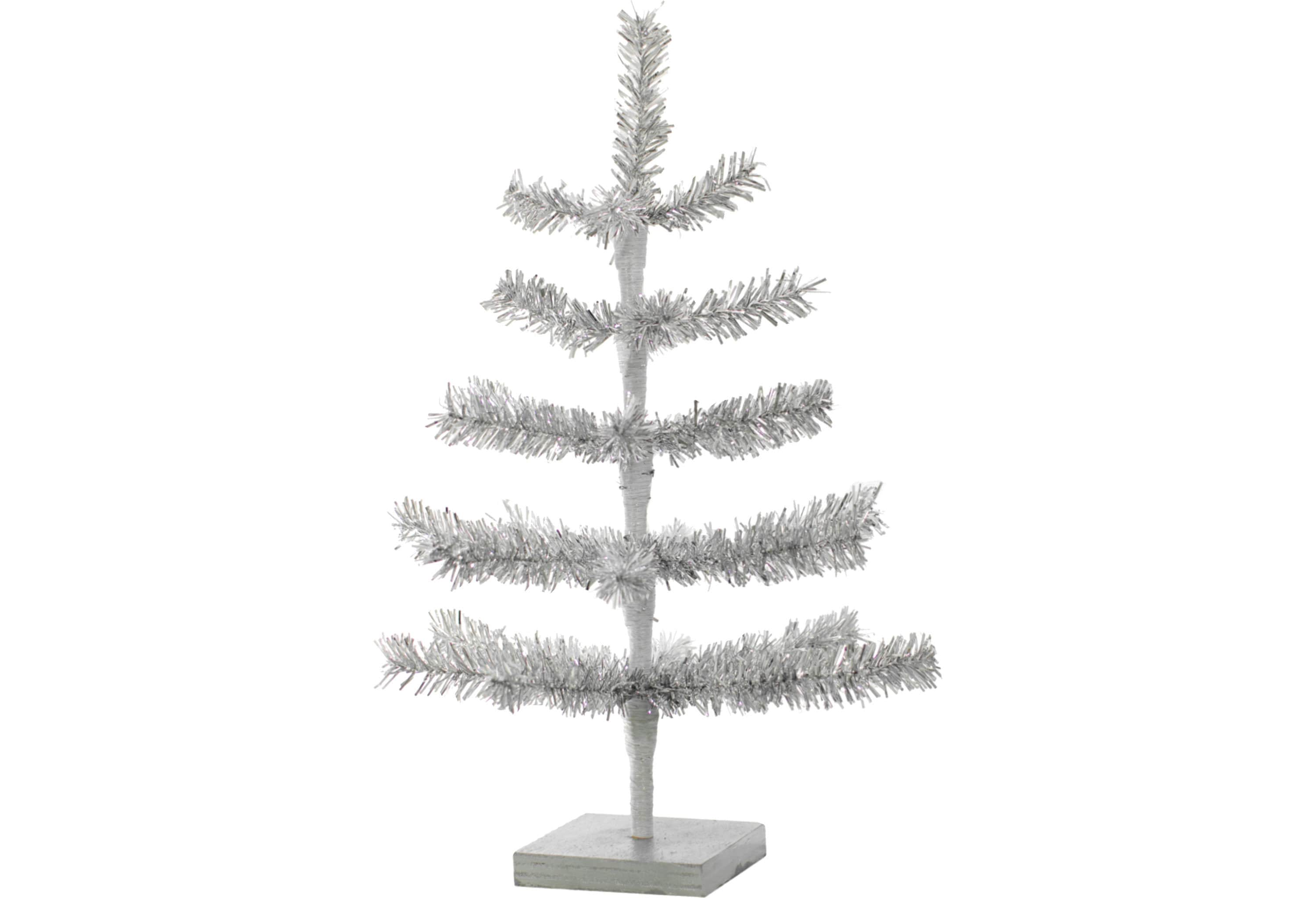 Silver Tinsel Christmas Tree: 18in Tabletop Holiday Decor