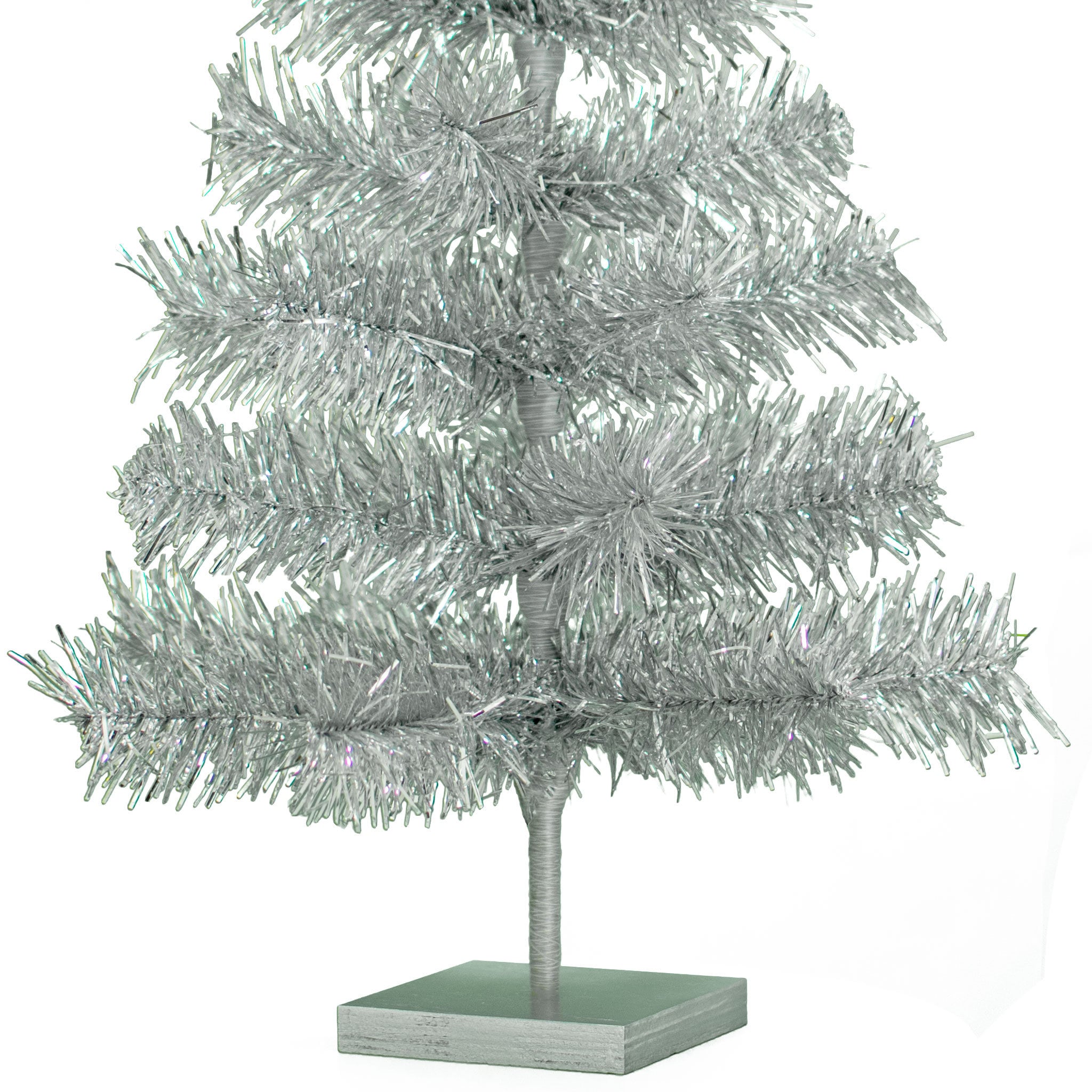 24 Silver Tinsel Christmas Tree Tabletop Centerpiece Etsy