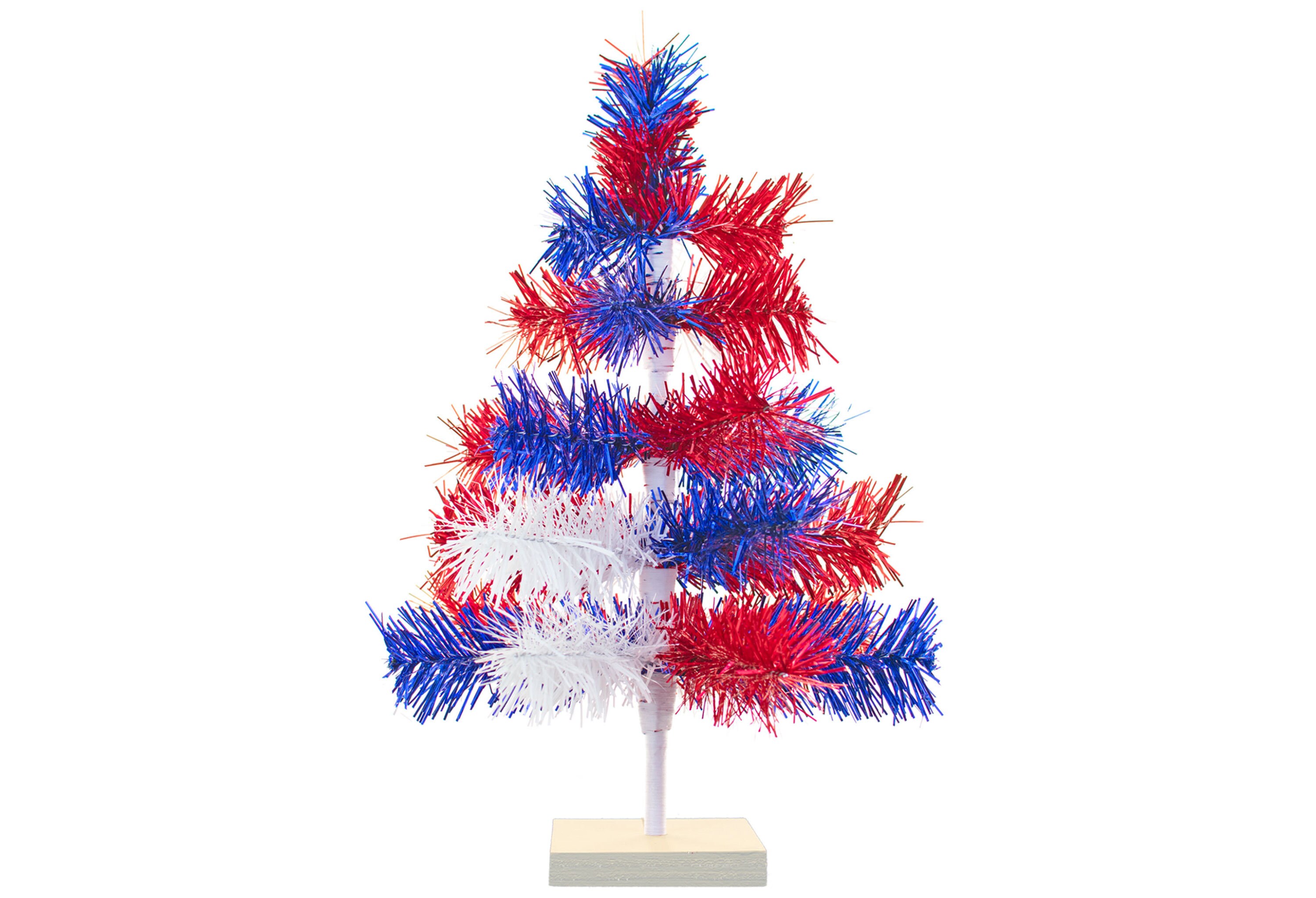 Red White Blue Tinsel Christmas Tree, 4Th Of July Decor | 18In