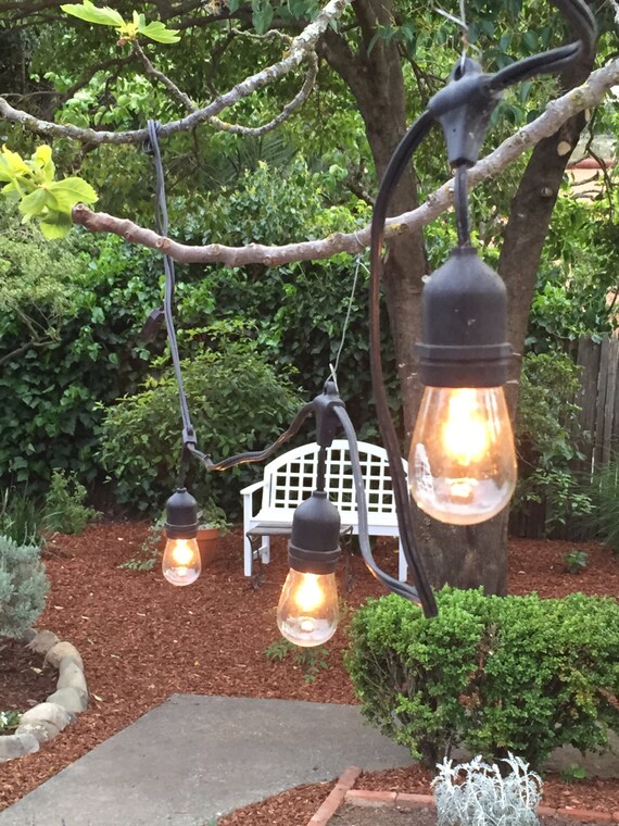 Vintage Patio String Lights With Black, Vintage Style Outdoor Hanging Lights
