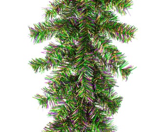 Mardi Gras Tinsel Garland with Metallic Green, Royal Purple, & Rich Gold use in Parade Floats Parties Festivities Decorations Home Décor