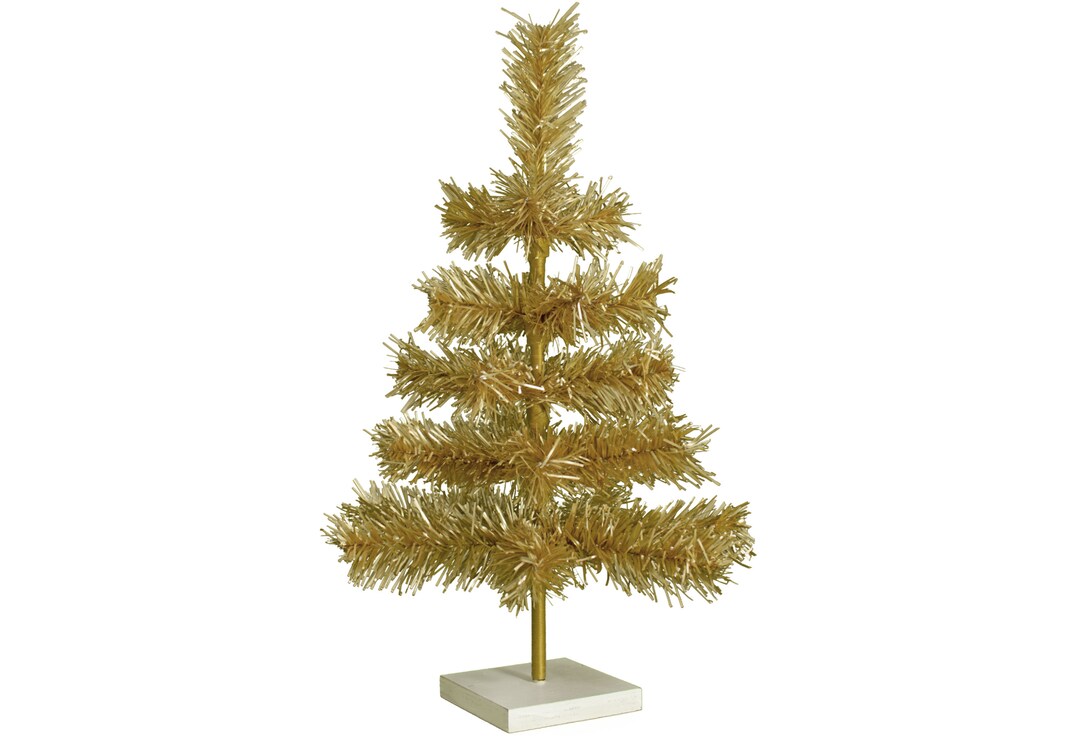 Antique Gold Tinsel Christmas Trees Stand Included Artificial Foldable