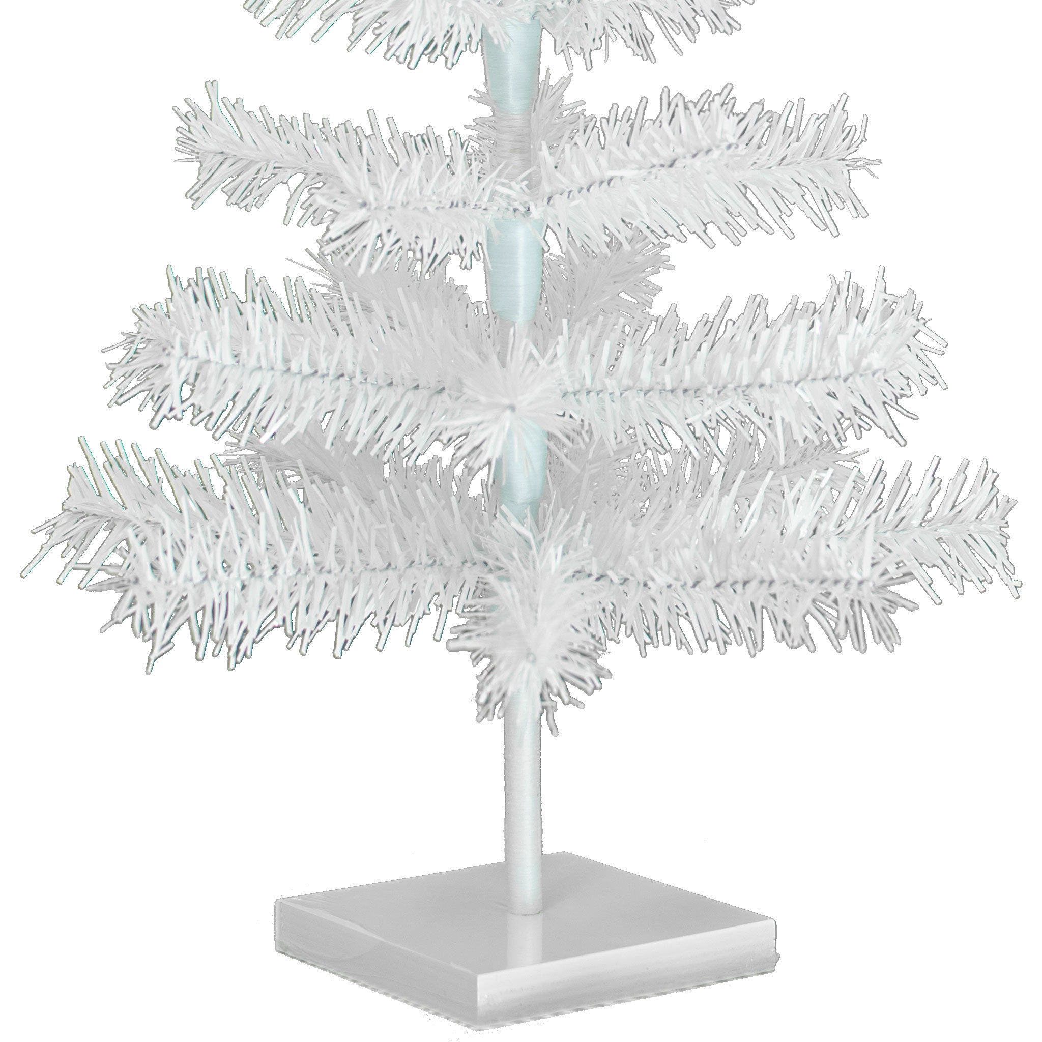 18'' White Christmas Feather Tinsel Tree Tabletop Holiday Tree 