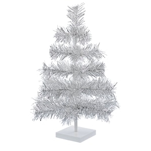 18" Silver Tinsel Christmas Tree Table-Top Centerpiece Tree 18" Retro Silver Tinsel Christmas Tree 1.5FT Vintage Style XMASS