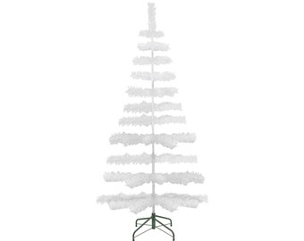 5FT White Tinsel Christmas Tree Lee Display's Hand-Made Indoor Outdoor Decorative Centerpiece Holiday XMAS Tree 60in Height Stand Included