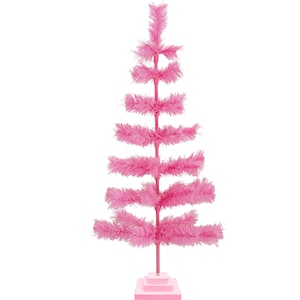 36&#39;&#39; Pink Christmas Tree 3FT Tall Tinsel Brush with Pink Stand Included