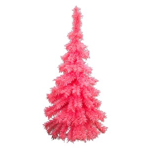3 FT rosa hängender Wand-Weihnachtsbaum klassischer rosa Tinsel-Baum-halb geschnittener Wand-Dekor 36 &#39;&#39; rosa Baum-Weinlese-Retro Weihnachten