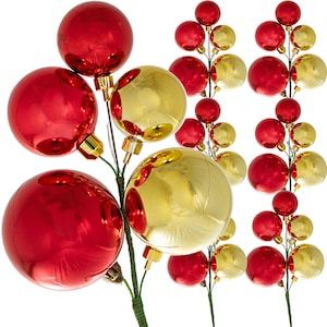 Set of 6 Red and Gold Christmas Ball Clusters Outdoor Plastic Shatterproof Ball Ornaments Christmas Tree Ornaments