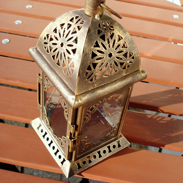 Beautiful Moroccan Middle Eastern Lantern/ Metal Candle Holder /Hand painted