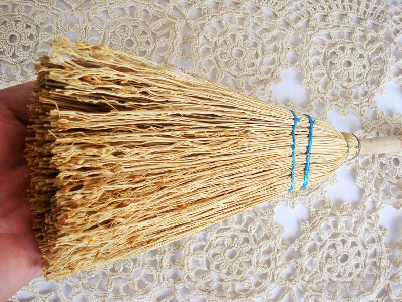 Vintage Straw Broom with a Wooden Handle/ Primitive Hand Etsy