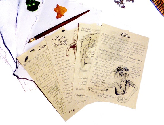 Dark Souls Inspired Bestiary Journal Pages Ghru Corvian Pilgrim Butterfly Gift