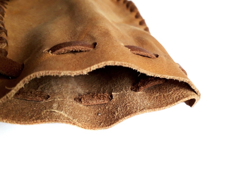Leather Bag Pouch Laced Purse Renaissance Medieval Aged LARP Prop Caramel Brown