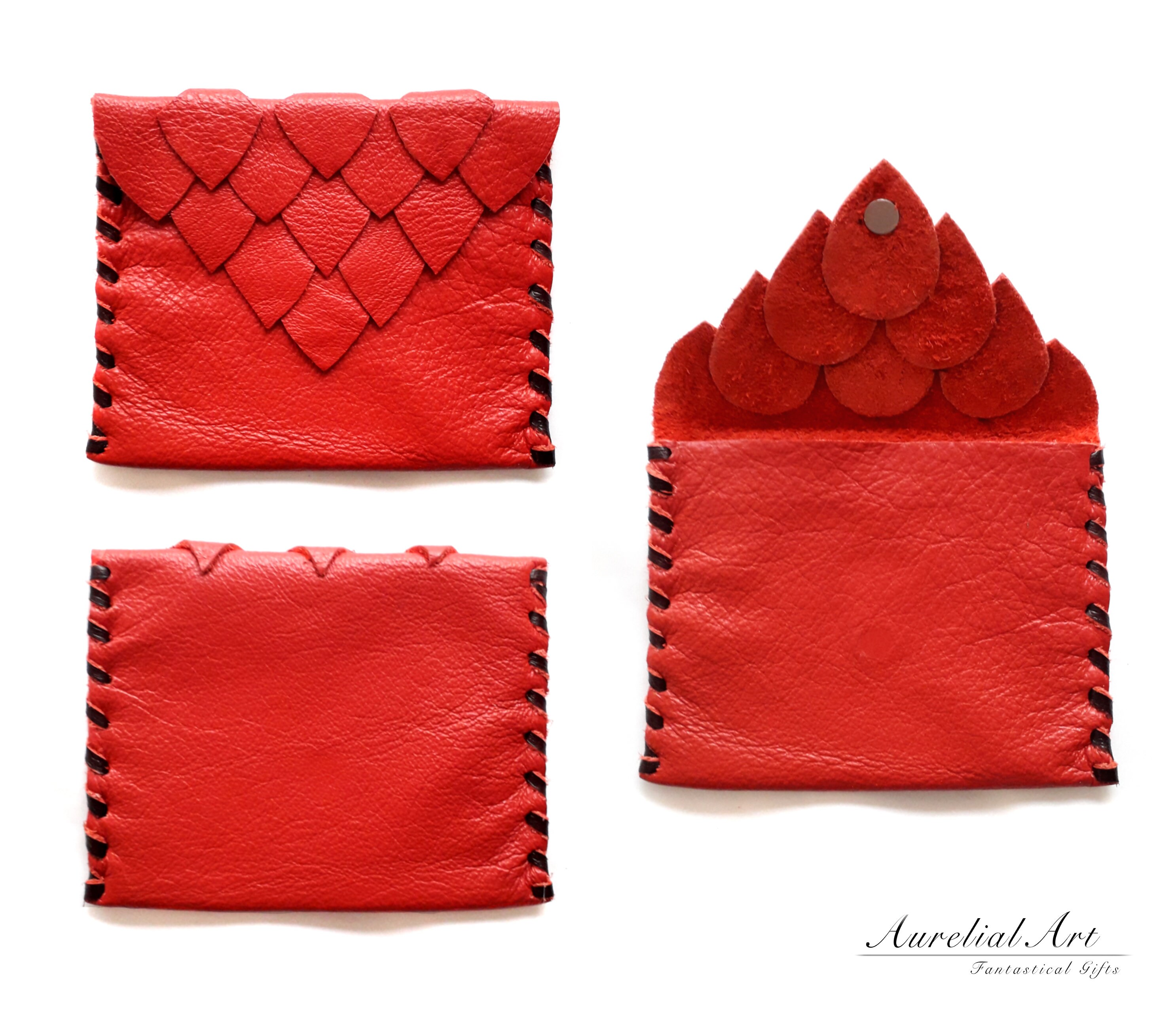 Red Dragon Leather Bag Bolso a escala de dragón cuero Etsy