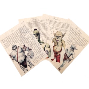 Goblin Ken, Kin of Tamriel - Bestiary Scrolls Journal Page Art Prints - Ogre, Goblins, Riekling, Orc, Oblivion
