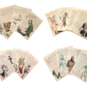 Bestiario de Tamriel Completo SEIS CONJUNTOS - No Muertos, Vías Fluviales, Goblins, Criaturas Temblorosas y Retorcidas - Pergaminos, Páginas de Diario, Láminas Artísticas
