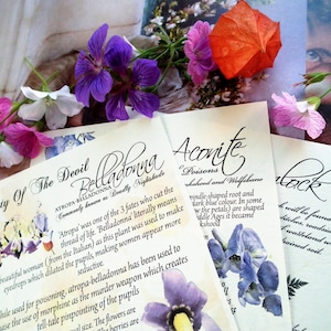 Poison Plant Journal Pages - alchemy ingredients, grimoire, book of shadows, dangerous flowers, witchcraft herbs and spells