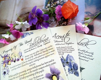 Poison Plant Journal Pages - alchemy ingredients, grimoire, book of shadows, dangerous flowers, witchcraft herbs and spells