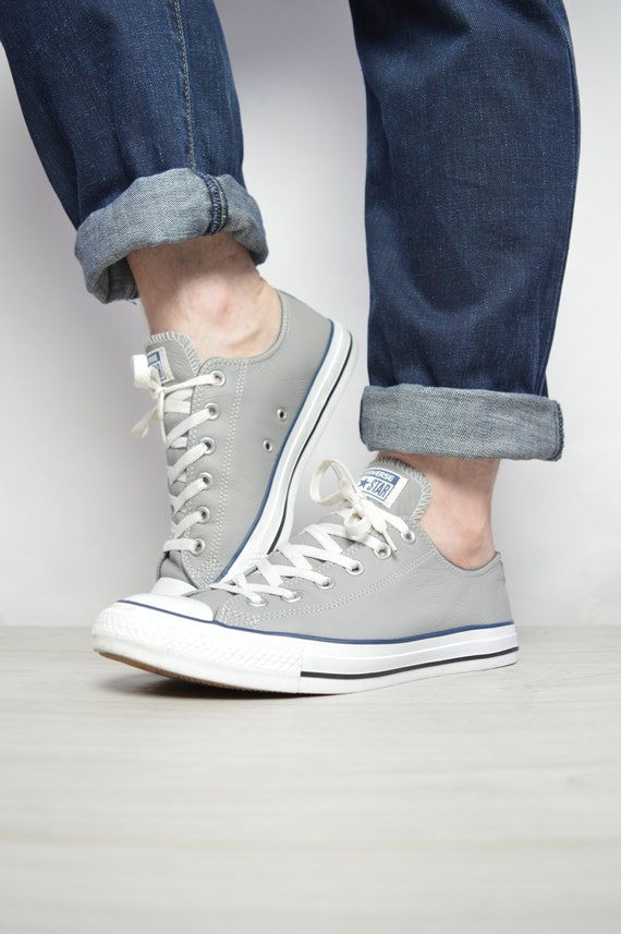 grey leather converse mens