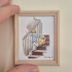 Winnie the Pooh Miniature Watercolor Painting - Dollhouse Art
