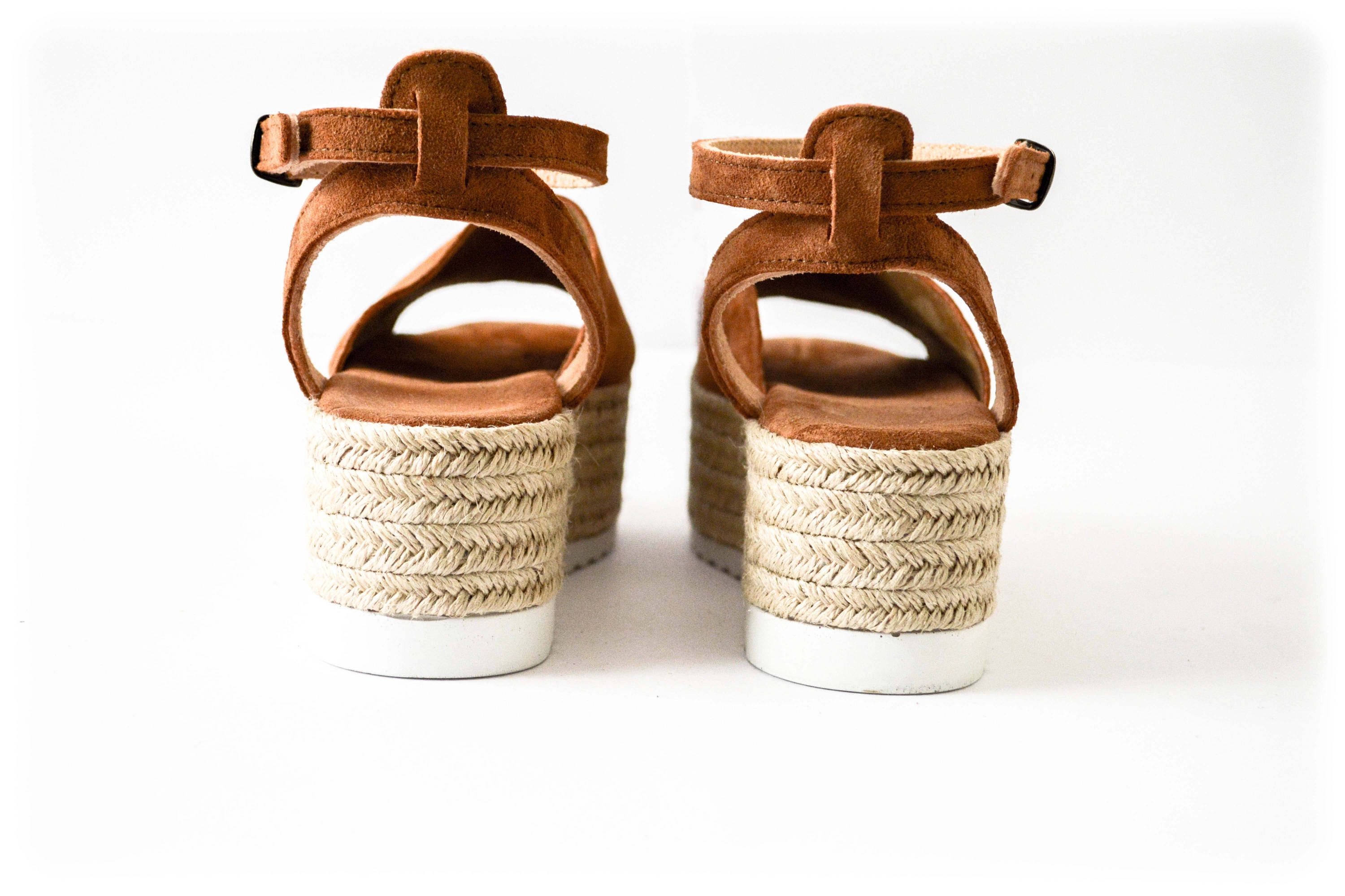 Suede Espadrille Flatform Sandals genuine leather sandals | Etsy
