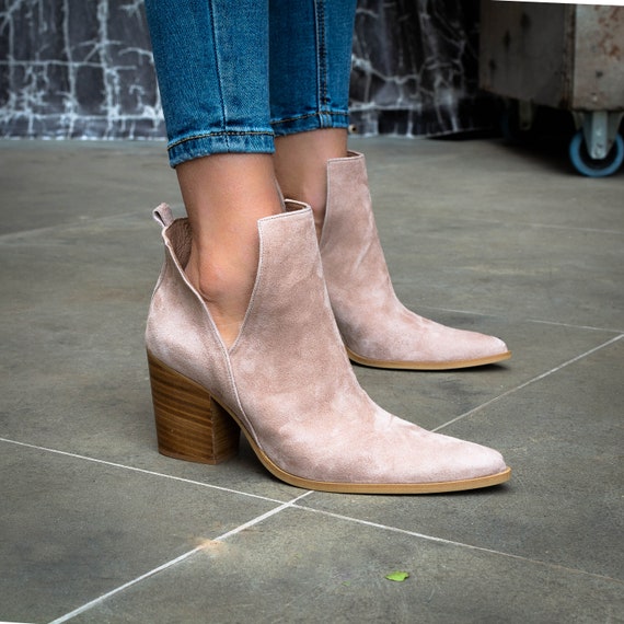 Cut Out Ankle Bootie suede Cutout 