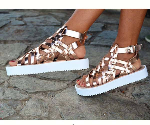 Women Leather Sandal Escape rose gold Etsy