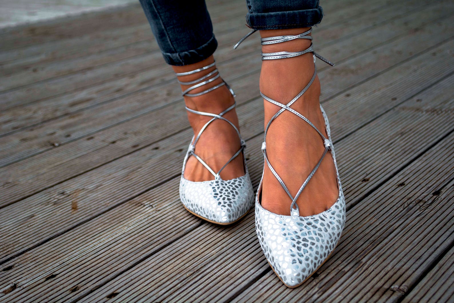 lace up pointed toe flats