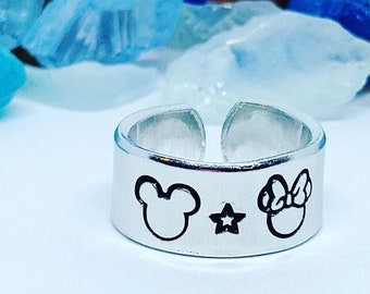 Mouse Hand Stamped Metal Ring | Disney-Inspired Ring | Mickey Minnie Jewelry | Gifts for Her | Gifts for Him | Magical Gifts