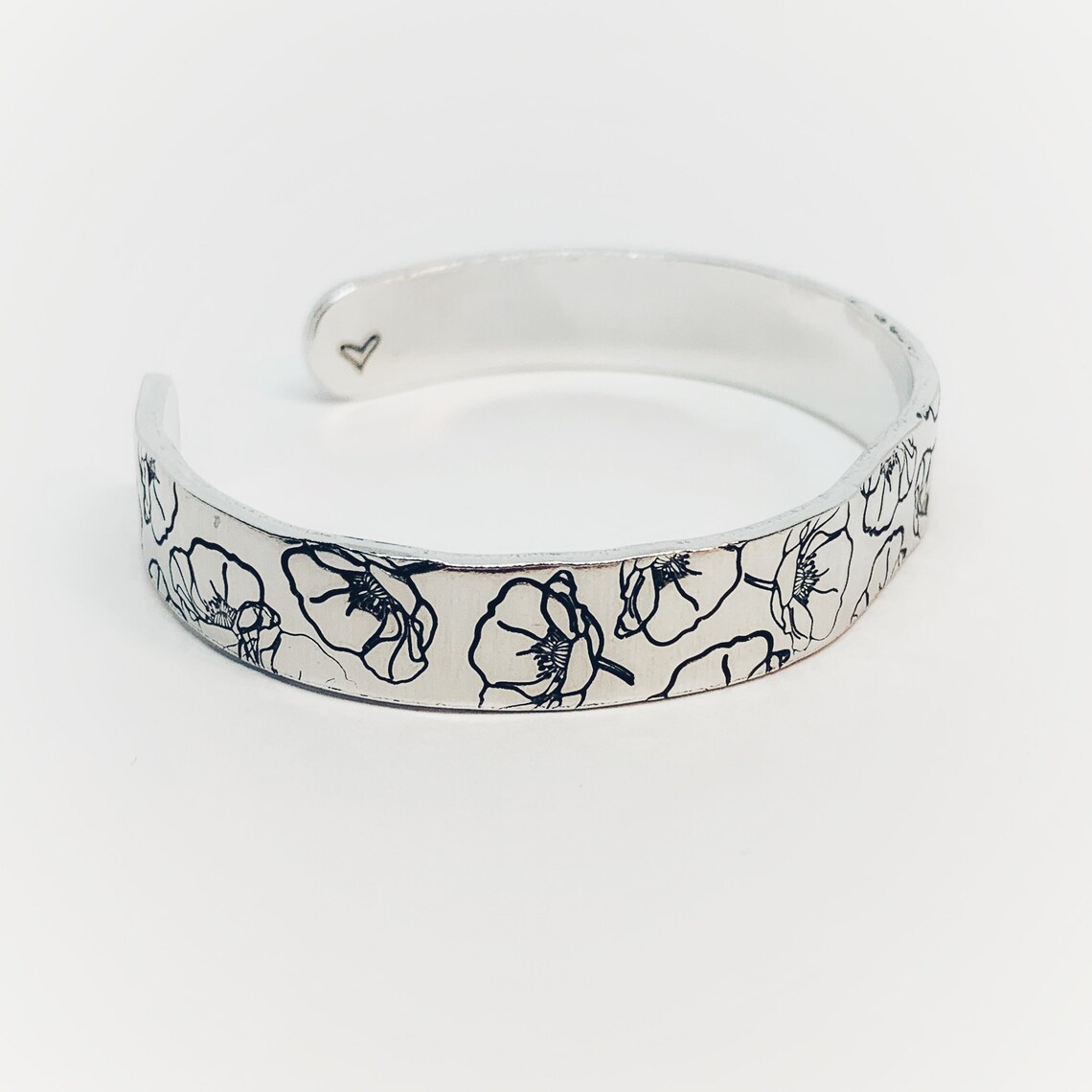 Poppies Hand Stamped Cuff Bracelet Poppy Flower Jewelry Etsy