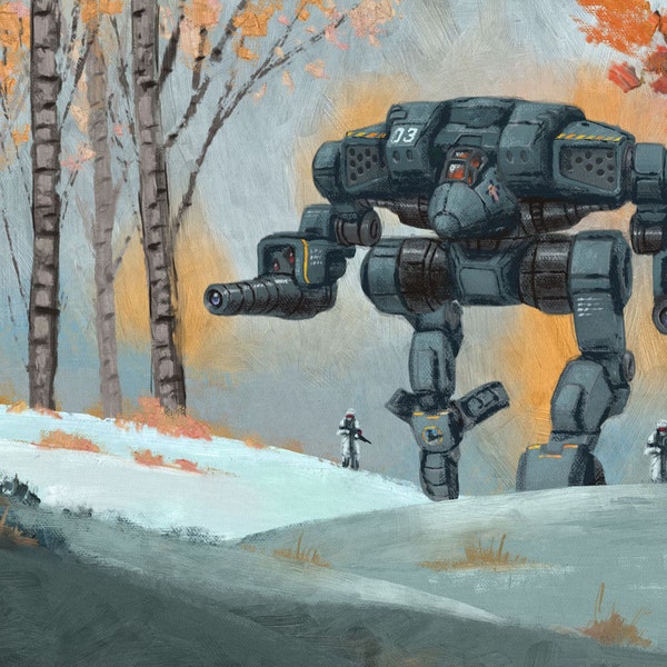 Patrouille d'hiver : BattleTech Fan Art Print