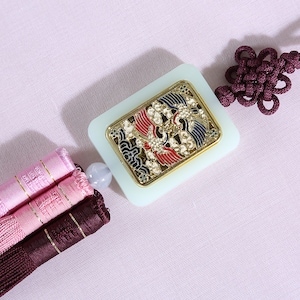 Korean Traditional Decoration Tassel, Cloisonne, Dark Purple Norigae, 진자주 칠보 노리개