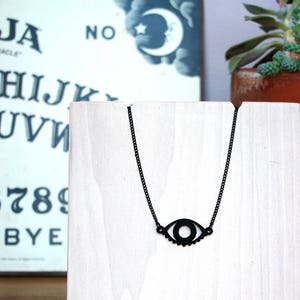 Small Eye Necklace - Evil Eye Necklace - Occult Necklace - Witchy Necklace - Evil Eye Jewelry - Eye Symbol Jewelry - Matte Black Jewelry