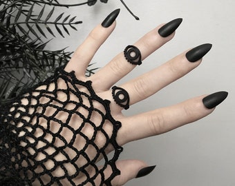 Matte Black Evil Eye Ring - Spooky Black Ring - Dark Witch Ring - Third Eye Jewelry - Occult Jewelry - Witchy 3d Printed Ring - Goth Ring