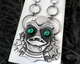 Vintage Monster Statement Necklace Inspired by the Creature from the Black Lagoon & Swamp Thing - Classic Horror Movie - Retro 1950s Sci Fi