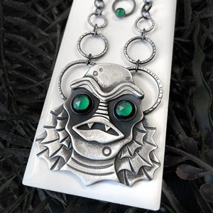 Vintage Monster Statement Necklace Inspired by the Creature from the Black Lagoon & Swamp Thing - Classic Horror Movie - Retro 1950s Sci Fi