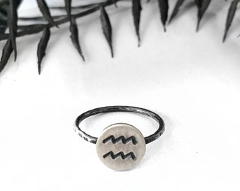 Zodiac Sign Ring - Astrology Jewelry - Horoscope Sun Sign Ring - Handmade Silver Ring - Witchy Jewelry - Astrological Birth Natal Chart Ring