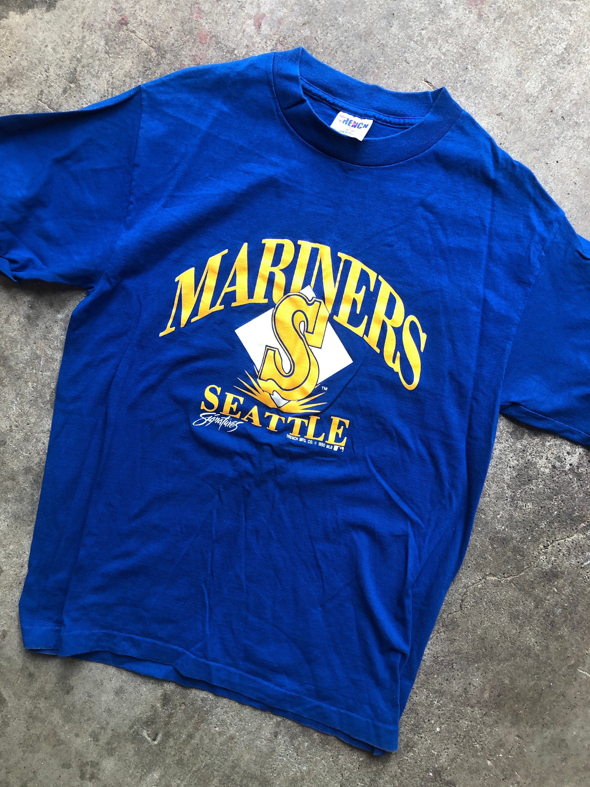 Vintage Seattle Mariners Baseball 90s Trench Large L T Shirt Etsy