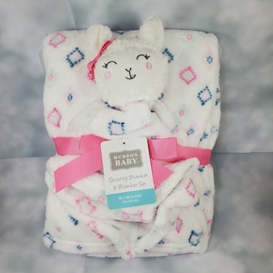 Easter gift blue owl lovey security blanket 2-piece set new baby shower gift custom personalized embroidered baby gift