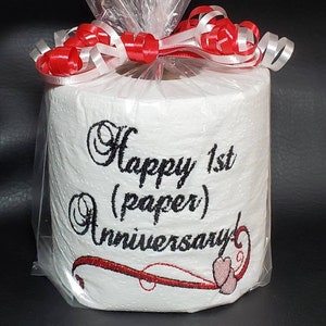 Second Anniversary Traditional Cotton Anniversary Gag Gift, Funny Gift,  Embroidered Toilet Paper, Cotton Anniversary Gift for Him 
