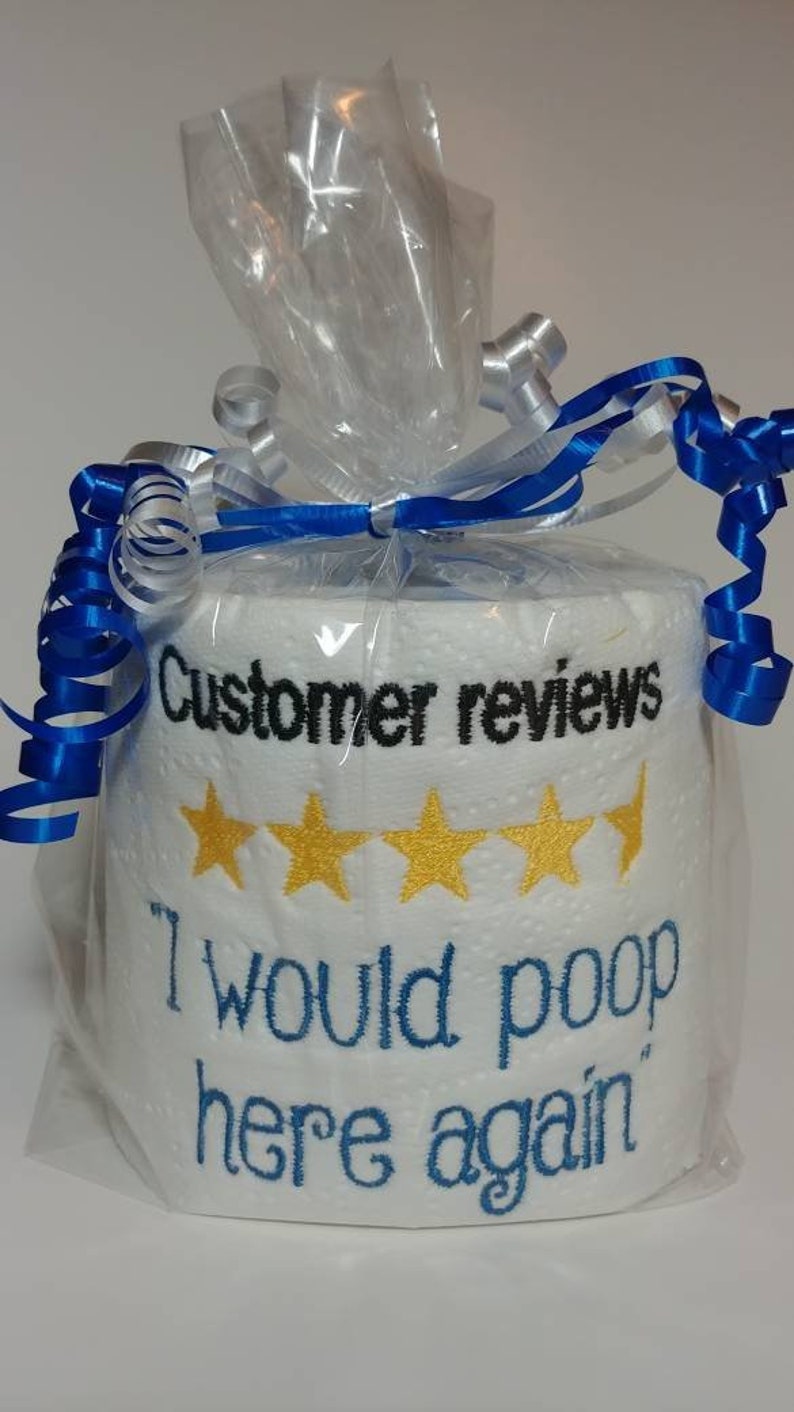 Embroidered Bathroom Review Toilet Paper Gag Gift White Etsy