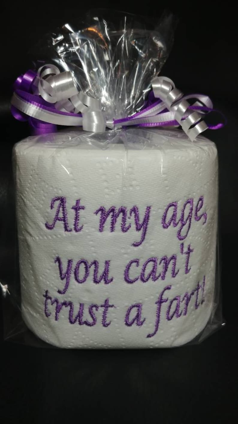 embroidered Can't Trust a Fart toilet paper, white elephant gag gift, birthday gift, gag gift for him, old age gag gift, over the hill gift Purple