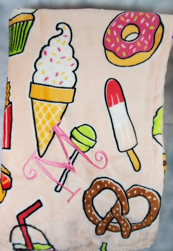 Personalized Snack Food Throw Blanket With Pizza Hamburger