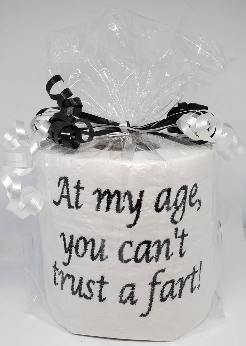 embroidered Can't Trust a Fart toilet paper, white elephant gag gift, birthday gift, gag gift for him, old age gag gift, over the hill gift Black