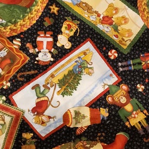 navy blue Christmas quilters cotton fabric by the yard with Nutcracker theme, Not a Creature was stirring Jacqueline Decker 2012 RJR fabric