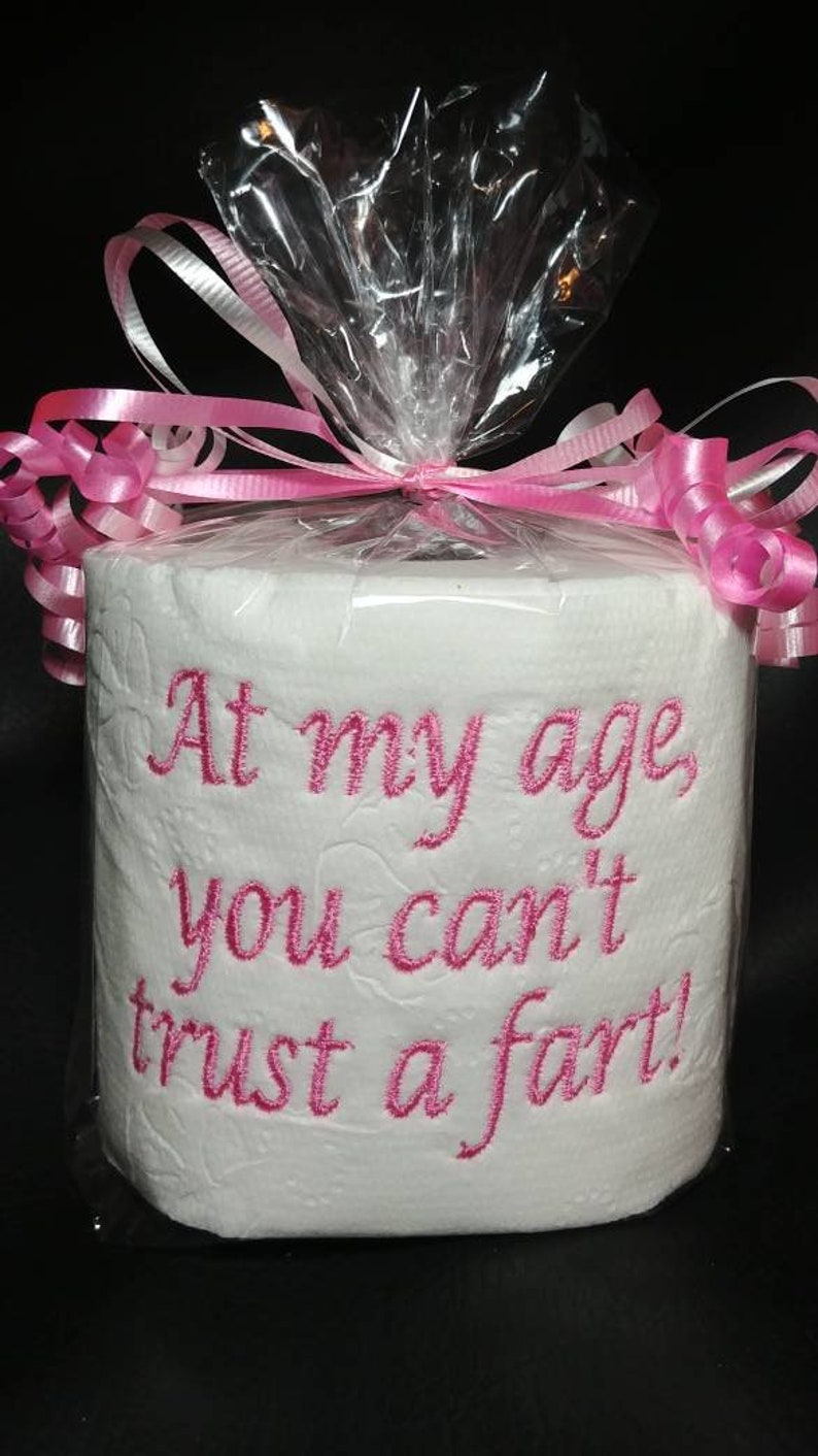 embroidered Can't Trust a Fart toilet paper, white elephant gag gift, birthday gift, gag gift for him, old age gag gift, over the hill gift Pink