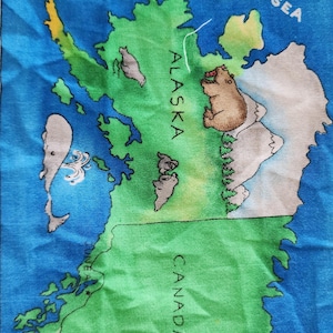 Panel de tela de algodón con mapa educativo y divertido de Estados Unidos, con capitales y símbolos, Fabric Traditions 2001, recurso didáctico para profesores de educación en el hogar. imagen 9