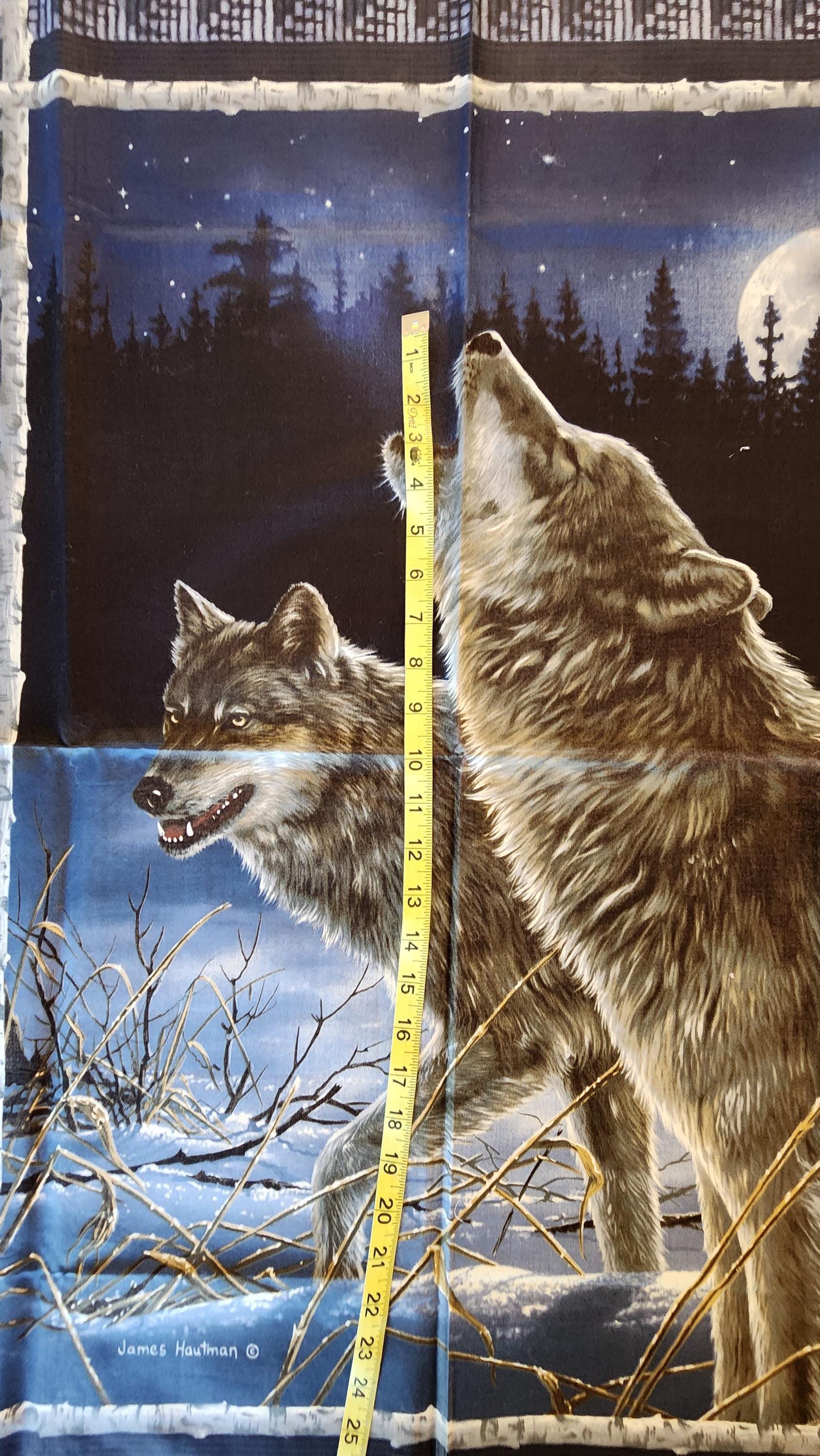 Mhs Wolves Blue and Grey Wolf Fabric Panel, James Hautman Courtesy of MHS ...
